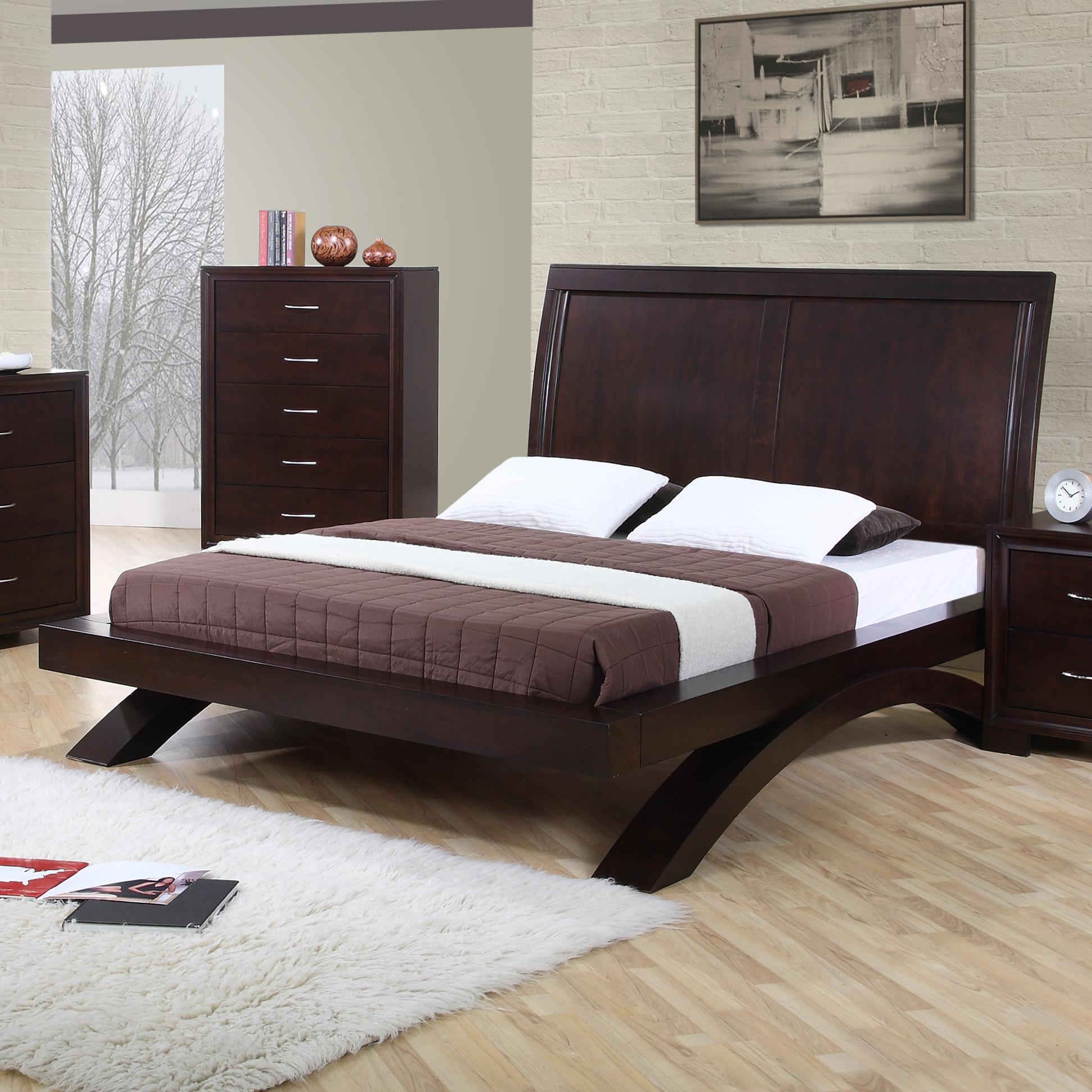 Elements International Raven King Contemporary Platform Bed Becker